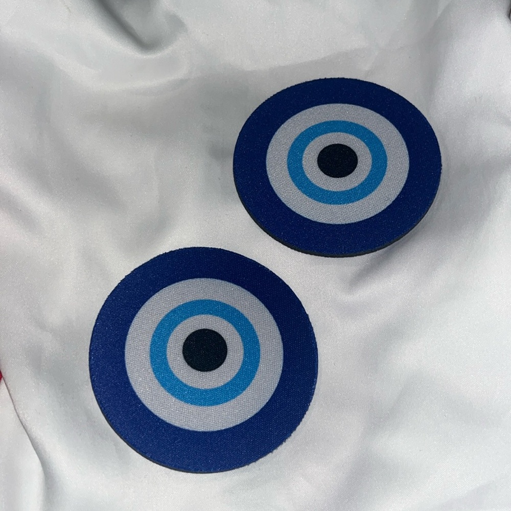 2pcs "Evil Eye" Car Cup Holder Coaster, Absorbent Cup Pad For Most Car Models